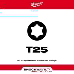 Milwaukee Shockwave Torx T25 X 2 in. L Screwdriver Bit Steel 1 pc