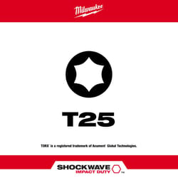 Milwaukee Shockwave Torx T25 X 2 in. L Screwdriver Bit Steel 1 pc