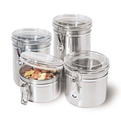 OGGI Stainless Steel Kitchen Canister 47oz, Black - Airtight Clamp Lid,  Clear See-Thru Top - Ideal for Kitchen Storage, Food Storage, Pantry  Storage.