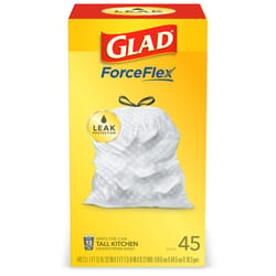 Glad ForceFlex 13 gal No Scent Tall Kitchen Bags Drawstring 45 pk