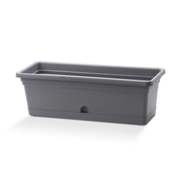 Crescent Garden Emma 6 in. H X 20 in. W X 8 in. D PP Plastic Planter Charcoal