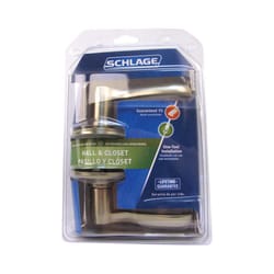 Schlage Flair Satin Nickel Passage Lockset 1-3/4 in.