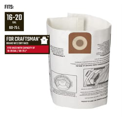 Craftsman 2 in. L X 12 in. W Wet/Dry Vac Bag 16-20 gal 2 pc