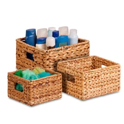 Honey-Can-Do Banana Leaf 12 in. L X 12 in. W X 7 in. H Brown/Natural Storage Basket Set