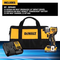 DeWalt 20V MAX POWERSTACK 1/4 in. Cordless Brushless Impact Driver Kit (Battery & Charger)