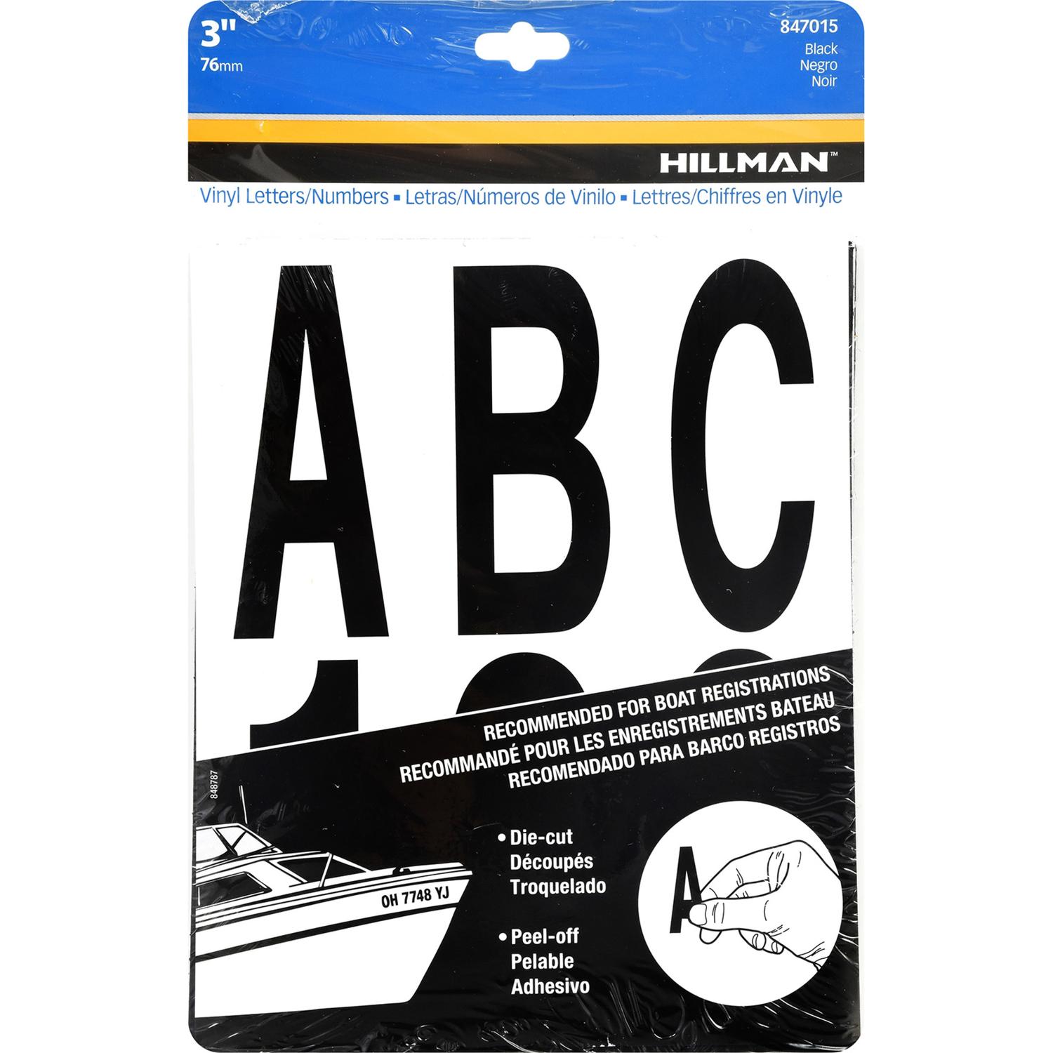 Hillman 3 In. Black Vinyl Self-Adhesive Letter And Number Set 0-9, A-Z ...