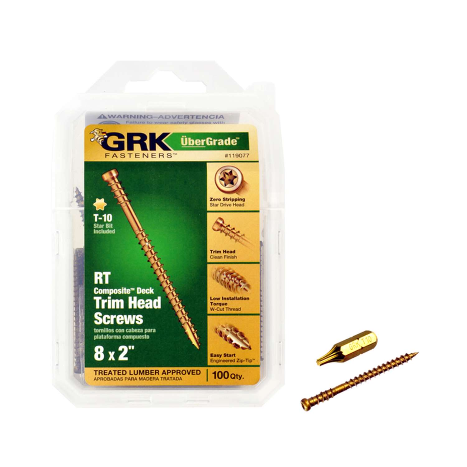 GRK Fasteners UberGrade No. 8 X 2 in. L Star Trim Head W-Cut ...