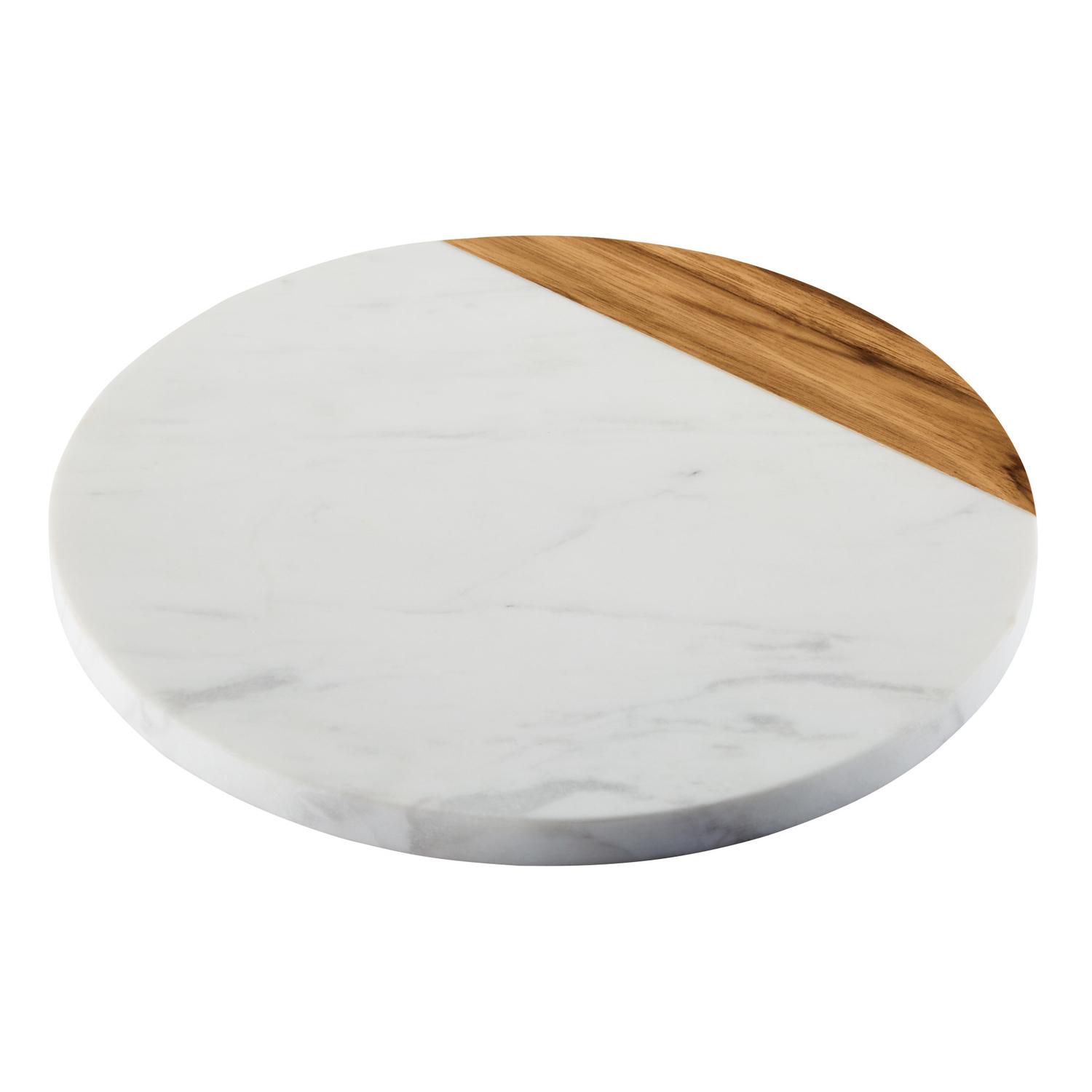 Anolon White Marble/Wood Round Serving Platter 10 in. D 1 pc Sansujyuku sansujyuku.com