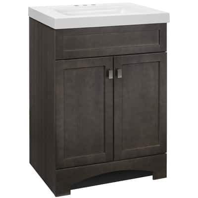 Continental Cabinets Single Semi Gloss Grey Vanity Combo 24 In W