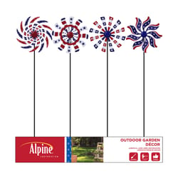 Alpine Multicolored Metal 37 in. H Patriotic Windmill Outdoor Garden Stake
