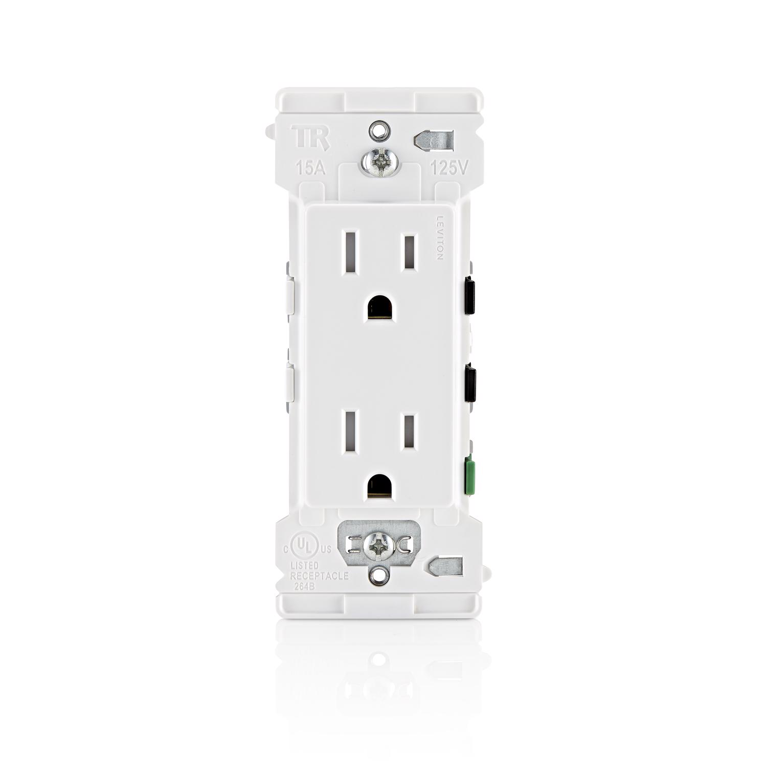 Leviton Decora Edge 15 amps 125 V White Tamper Resistant Outlet 5-15 R ...