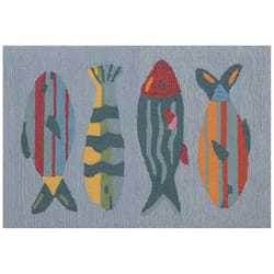 Liora Manne Frontporch 3 ft. W X 4 ft. L Aqua Fishes Acrylic/Polyester Rug