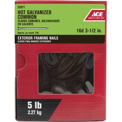 Ace 16D 3-1/2 in. Common Hot-Dipped Galvanized Steel Nail Flat Head 5 lb