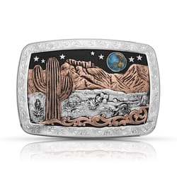Montana Silversmiths Desert Moon Turquoise Cactus Rose Gold/Silver Belt Buckle
