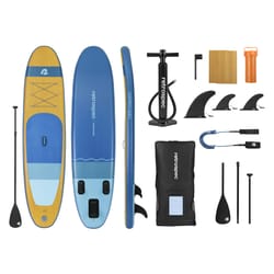 Retrospec Weekender PVC Inflatable Nautical Blue Paddleboard 30 in. H X 6 in. W X 10 ft. L