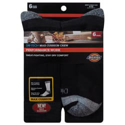 Dickies Men's Dri-Tech 6-12 Cushion Crew Socks Black