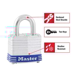 Master Lock 2 25/64 in. H X 1-9/16 in. W Laminated Steel 4-Pin Cylinder Exterior Padlock
