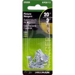 HILLMAN Zinc Silver Conventional Picture Hanger 20 lb 8 pk