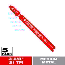 Diablo 3-5/8 in. Bi-Metal T-Shank Medium Metal Jig Saw Blade 21 TPI 5 pk
