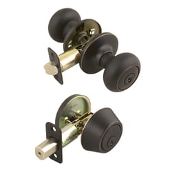 Design House Cambridge Oil Rubbed Bronze Entry Knob and Single Cylinder Deadbolt 1-3/4 in.