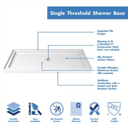 DreamLine SlimLine 2-3/4 in. H X 30 in. W X 60 in. L White Shower Base