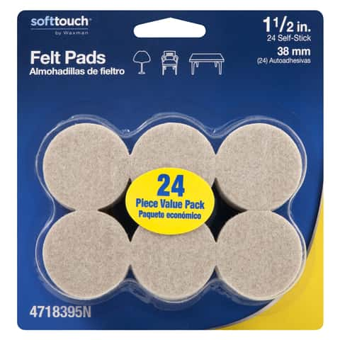 SoftTouch by Waxman Self-Stick Felt Pads - 48 Pack - Black - 1