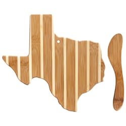 Totally Bamboo 10 in. L X 10 in. W X 1 in. Bamboo Striped Texas Cutting Board with Spreader