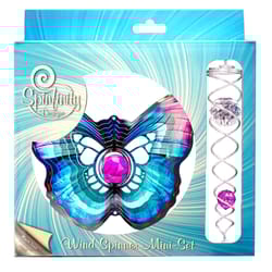 Spinfinity Designs Multi-color Stainless Steel 6.5 in. Crystal Butterfly Mini Set Outdoor Spinner