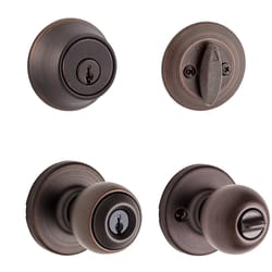 Kwikset Polo Venetian Bronze Entry Knob and Single Cylinder Deadbolt 1-3/4 in.