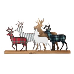 Glitzhome Multicolored Reindeer Table Decor 10 in.