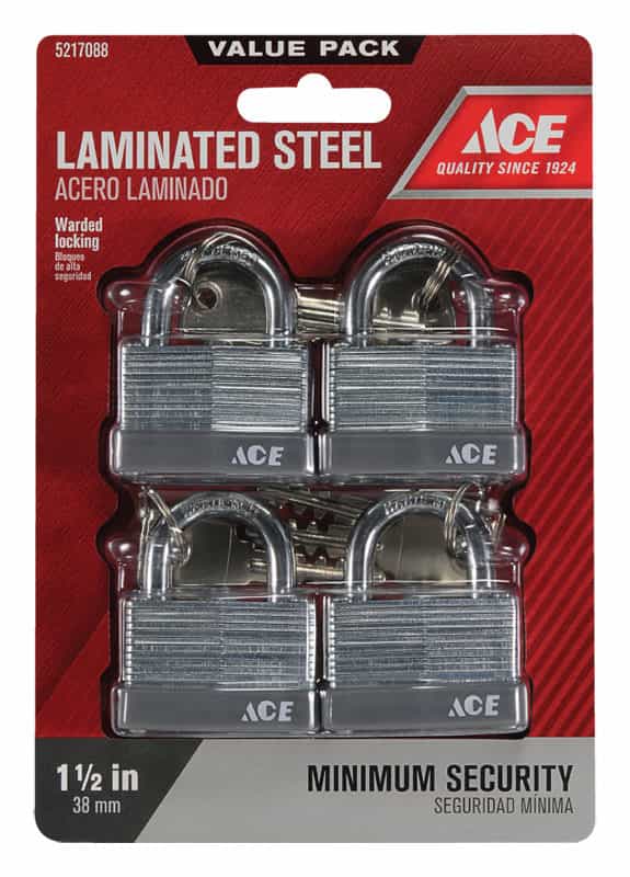 Ace 1 in. H x 11/2 in. W x 7/8 in. L Laminated Steel Warded Locking