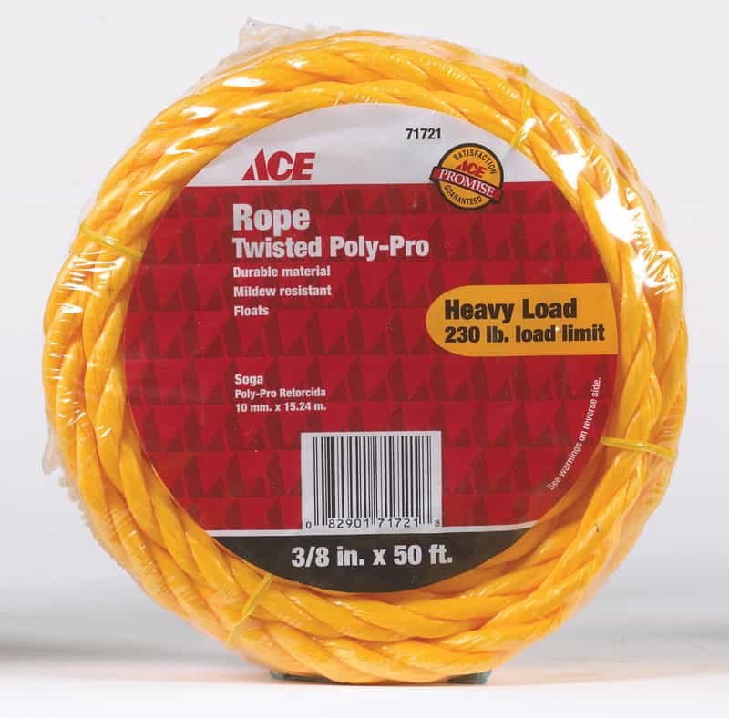 Ace 3/8 in. Dia. x 50 ft. L Yellow Twisted Poly Rope Ace Hardware