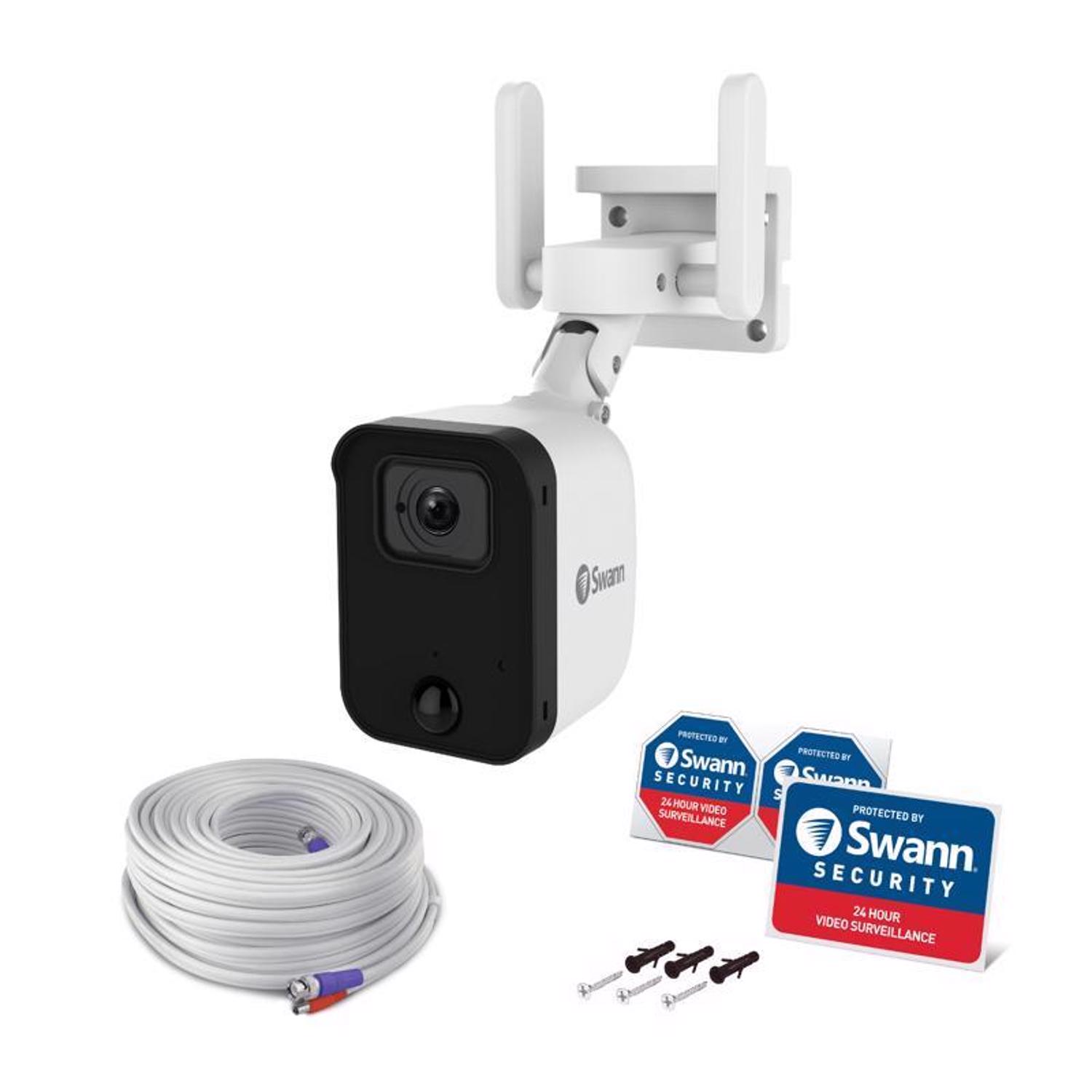 Photos - Camcorder Swann Fourtify Plug-in Indoor and Outdoor Smart-Enabled Security Camera SW 