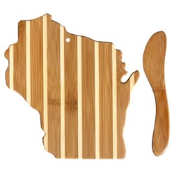 Totally Bamboo 7 in. L X 9 in. W X 1 in. Bamboo Striped Wisconsin Cutting Board with Spreader