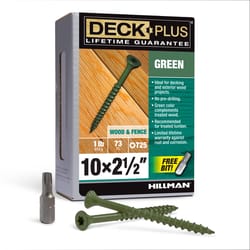 HILLMAN Deck Plus No. 10 in. X 2-1/2 in. L Green Star Flat Head Exterior Deck Screws 1 lb 73 pk