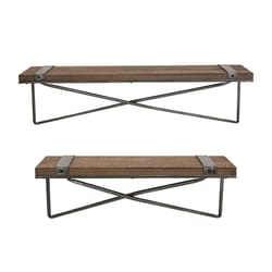 Glitzhome Natural Metal/Wood Decorative Wall Shelf