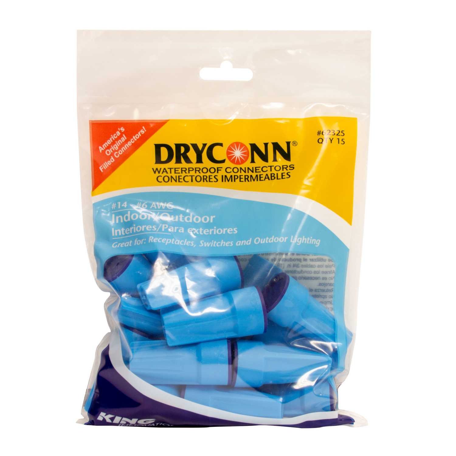 King Innovation DryConn Insulated Waterproof Wire Connector Aqua/Blue