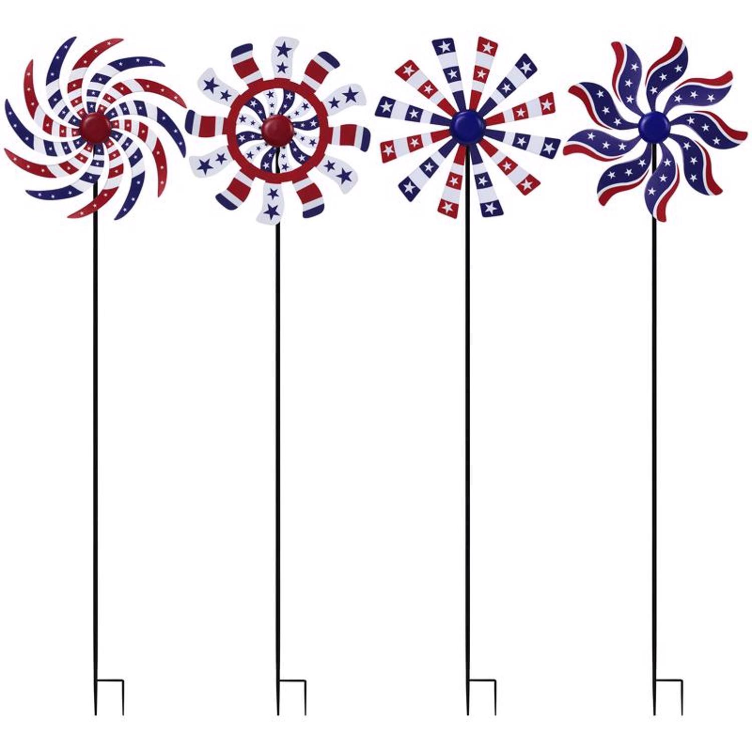 Alpine Multicolored Metal 37 in. H Patriotic Windmill Outdoor Garden