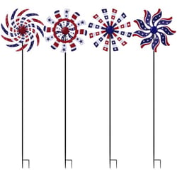 Alpine Multicolored Metal 37 in. H Patriotic Windmill Outdoor Garden Stake