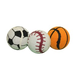 Multipet Ruff Enuff Assorted Sports Tennis Balls Plush Dog Toy Small