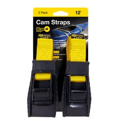 Wrap-It Storage Cam Strap 12 ft. L Black/Yellow Tie Down Strap 250 lb 2 pk