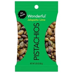 Wonderful No Shell Jalapeno Lime Pistachios 2.25 oz Bagged