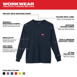 Milwaukee L Long Sleeve Unisex Crew Neck Blue Heavy Duty Shirt