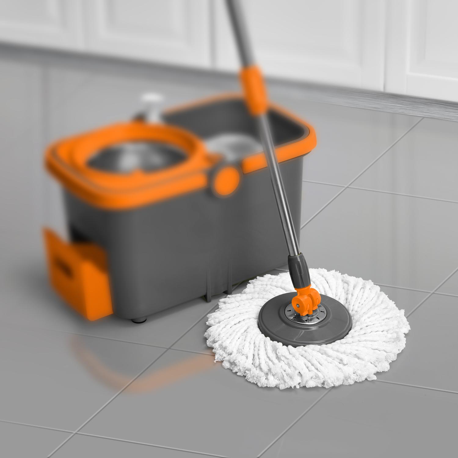 Casabella Spin Cycle Mop with Bucket - Graphite/Orange