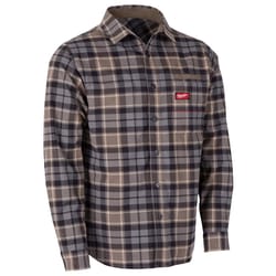 Milwaukee Gridiron L Long Sleeve Men's Collared Gray Flannel Shirt