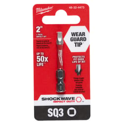 Milwaukee Shockwave Square #3 X 2 in. L Screwdriver Bit Steel 1 pc