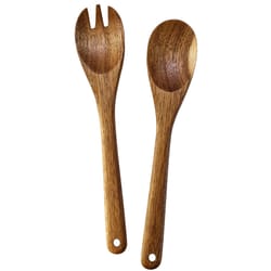 Totally Bamboo Brown Acacia Wood Salad Serving Utensil Set