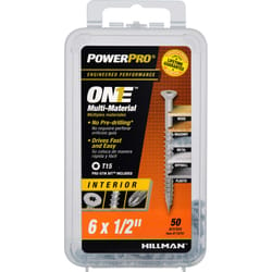 HILLMAN Power Pro No. 6 Ga. X 1/2 in. L Star Flat Head Coarse Multi-Material Screws