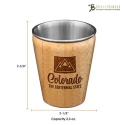 Totally Bamboo 2 oz Brown/Silver Stainless Steel/Wood Colorado Shot Glass