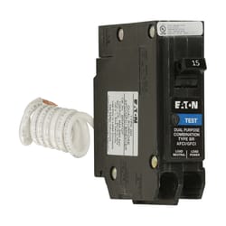 Eaton 15 amps Arc Fault/Ground Fault Single Pole Circuit Breaker w/Self Test